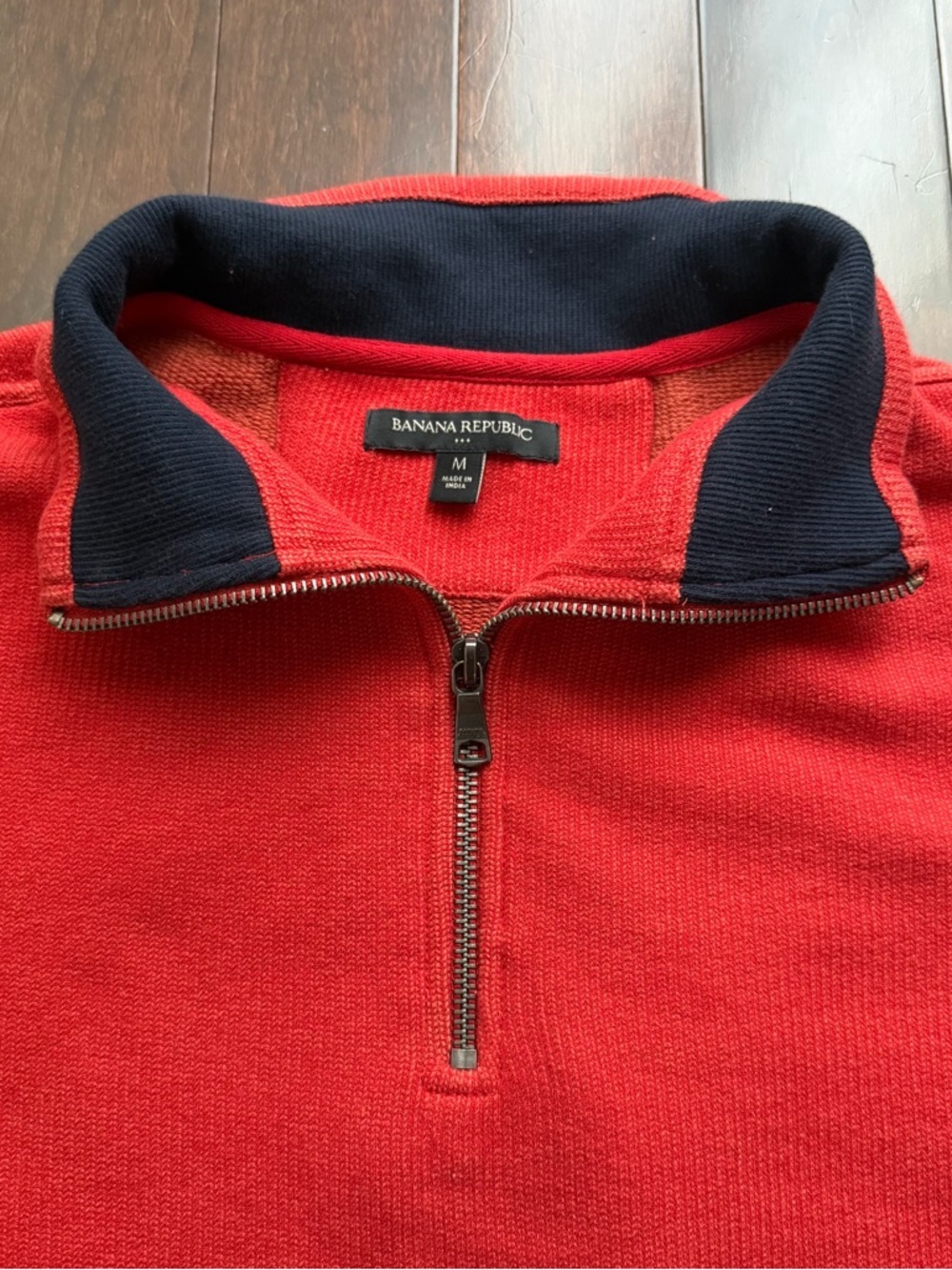 Banana Republic Men's Sweater Size M Quarter Zip Orange Red Preppy Business Work - Picture 4 of 7